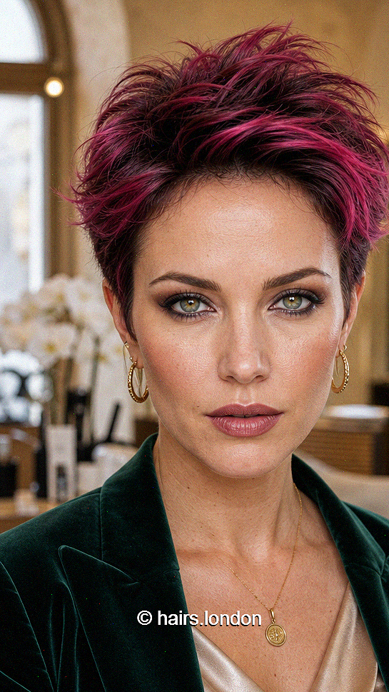 44 Modern Asymmetrical Pixie Cuts Raspberry Merlot Magenta Hair