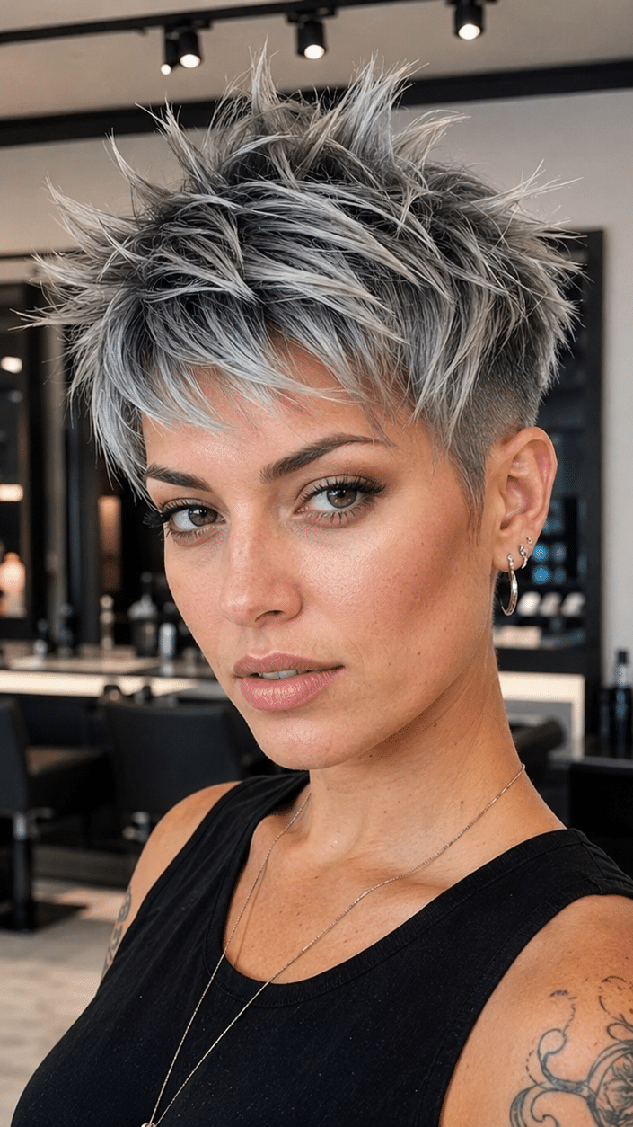 Frosted Silver Steel Hair