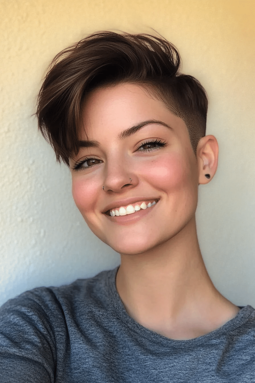 9. Dark Mocha Pixie with Subtle Undercut