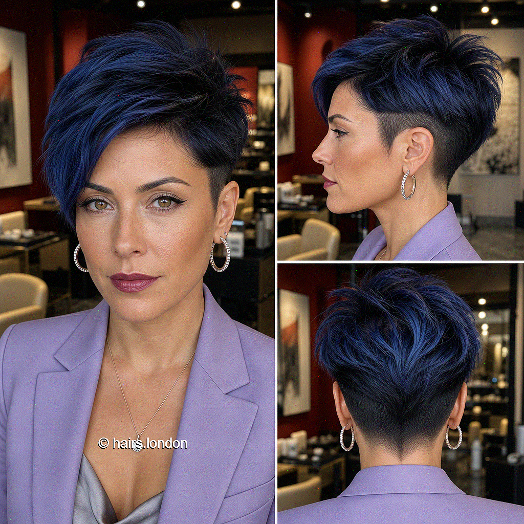 Chic Long Pixie Cuts for a Fresh Look Midnight Sapphire Blue Hair
