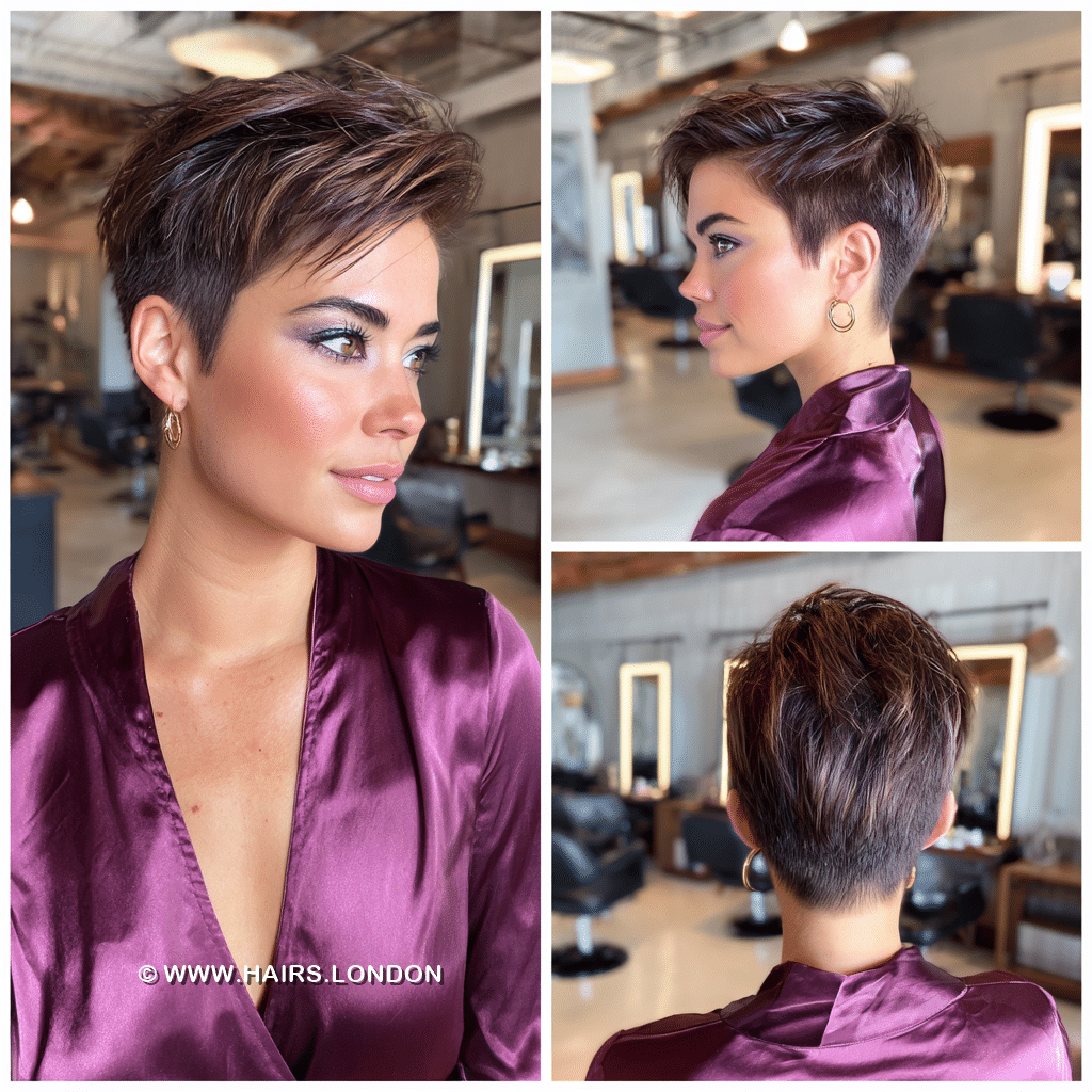 Mocha Brown Highlight Pixie Hair