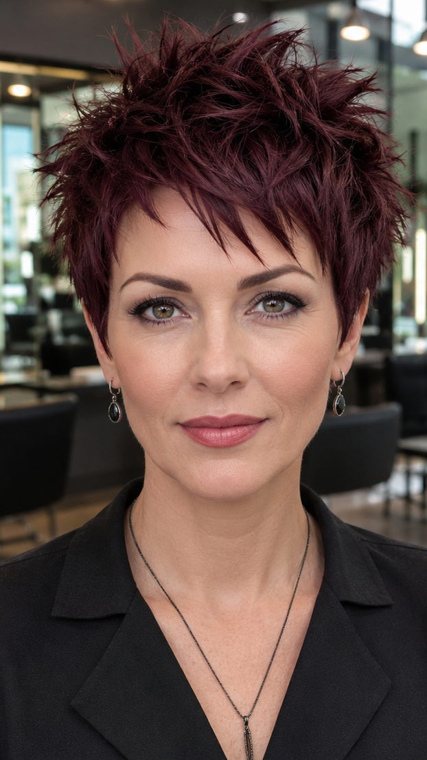 Chic Long Pixie Cuts for a Fresh Look Mulled Wine Plum Hair