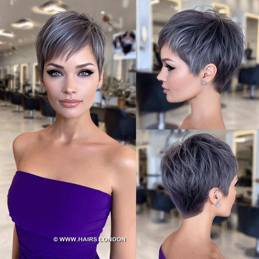 Smoky Ash Brown Pixie Hair