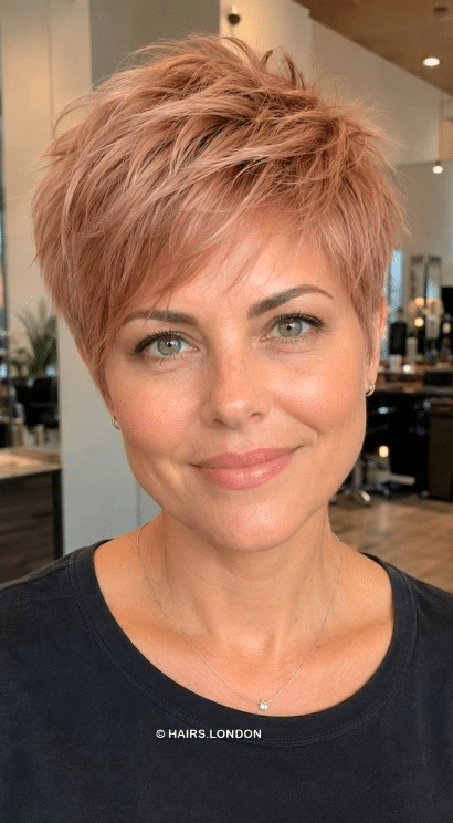 Rose Gold Champagne Pixie Hair