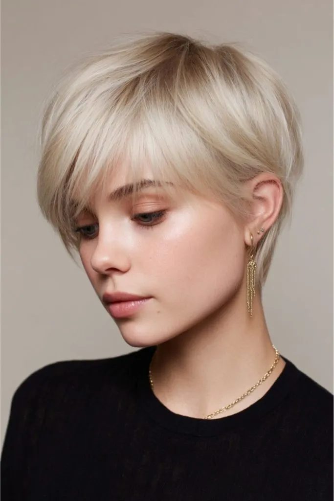 Ash Blonde Asymmetric Bob