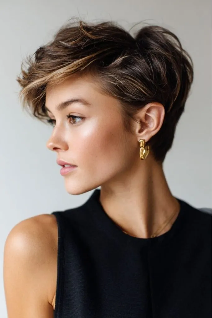 Asymmetrical Highlighted Long Pixie