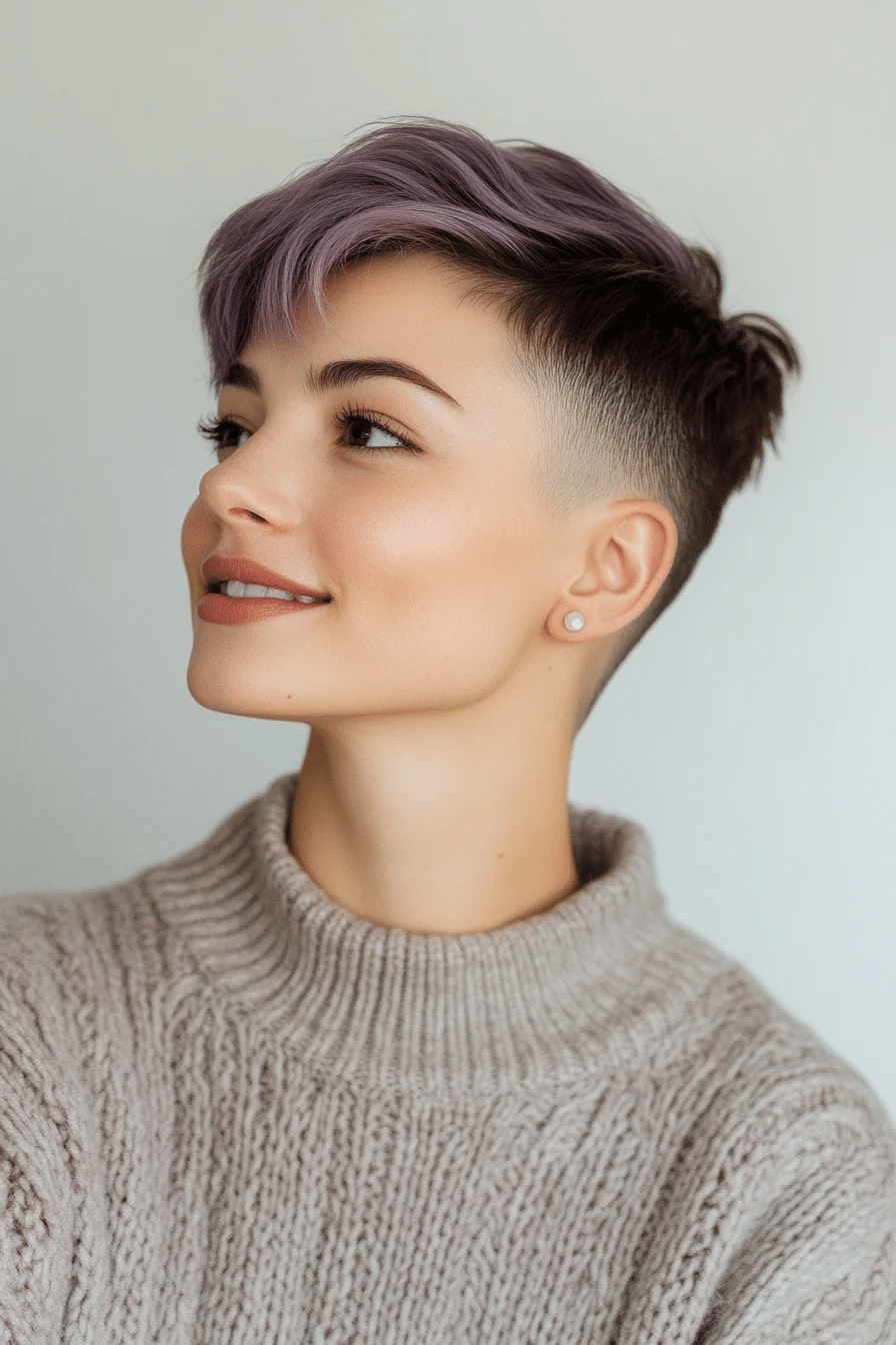 Asymmetrical Pixie with Undercut and Lavender Hues
