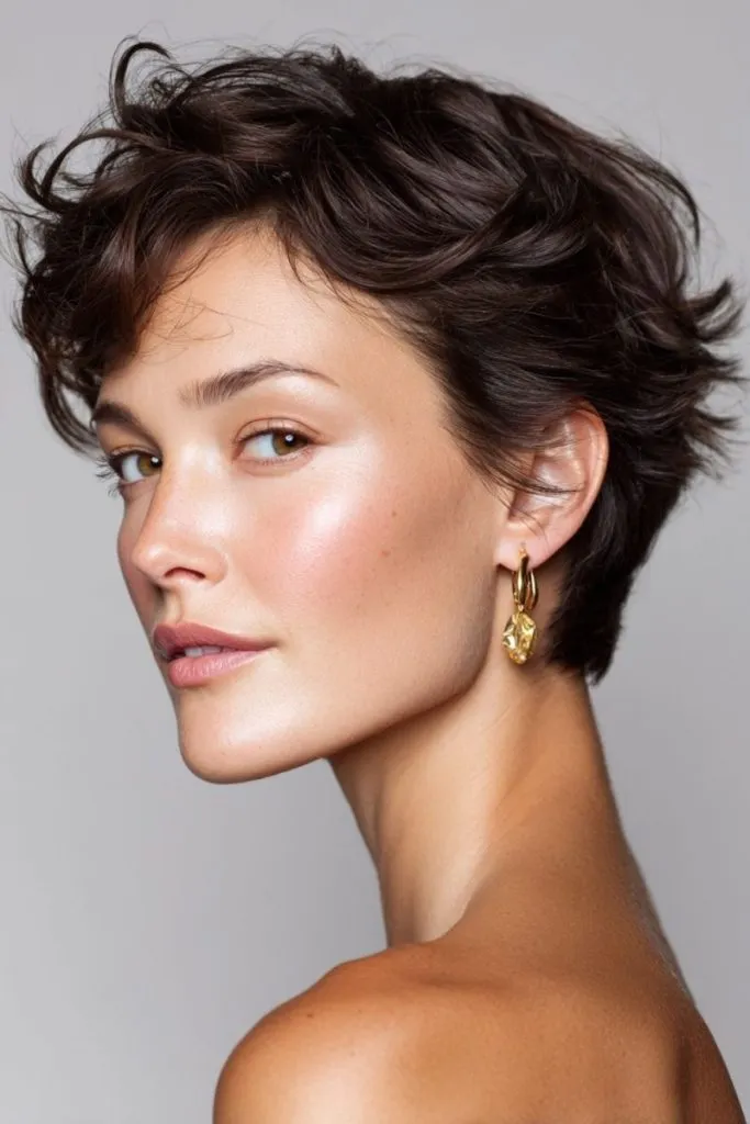 Back-Swept Crisp Waves Long Pixie Hairstyles