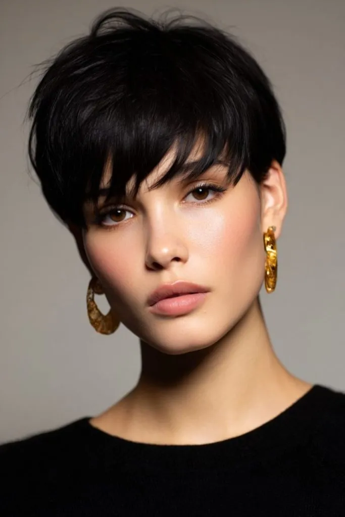 Bangs-Adorned Asymmetrical Pixie