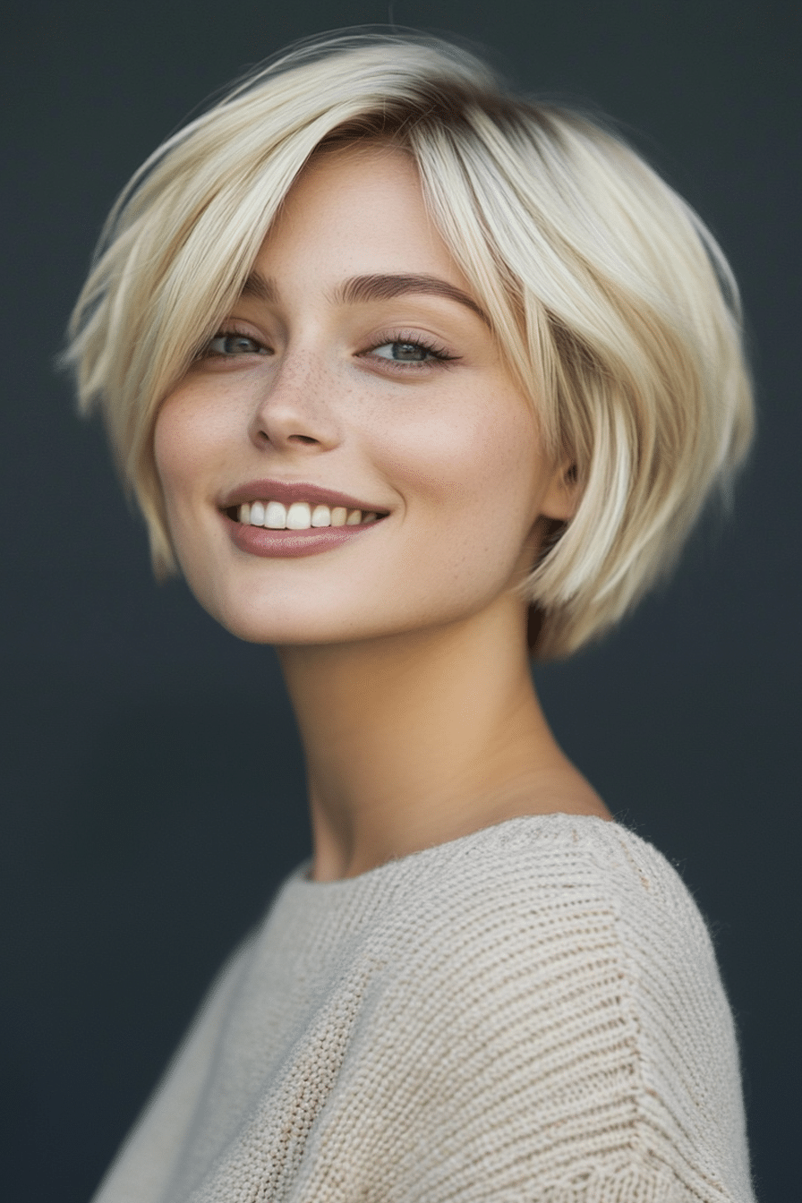 Blunt Pixie Bob in Champagne Blonde