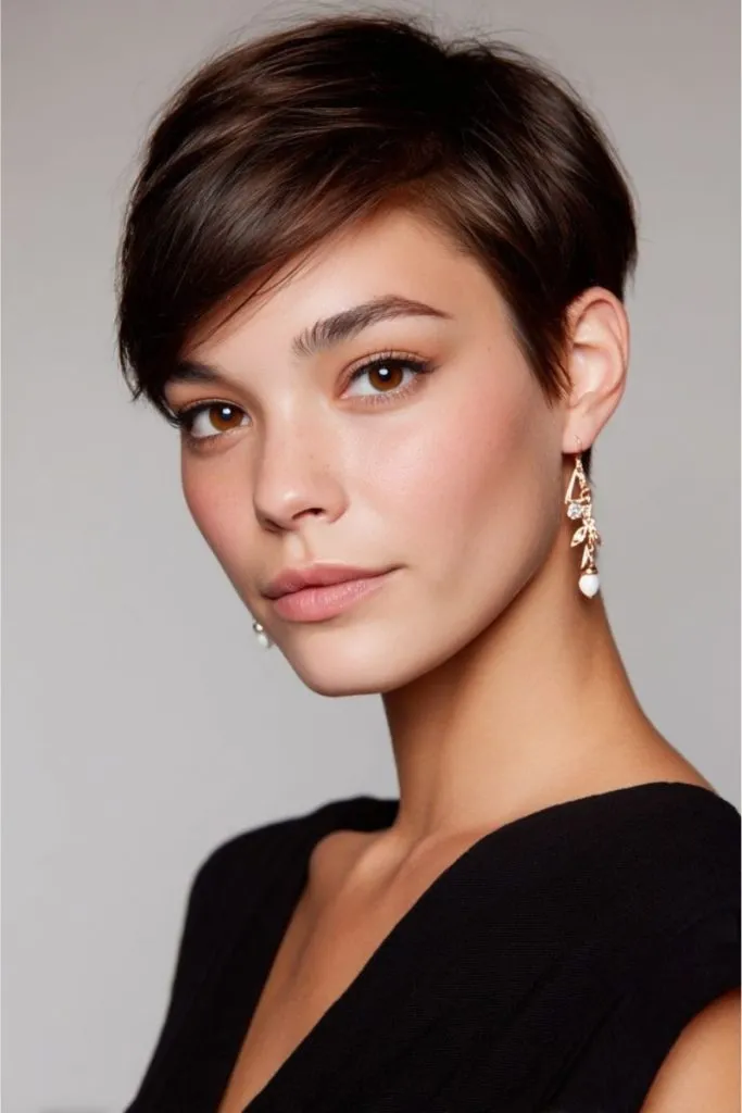 Brunette Asymmetrical Pixie