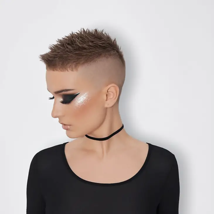 Chic and Spiked Buzz with a Fade