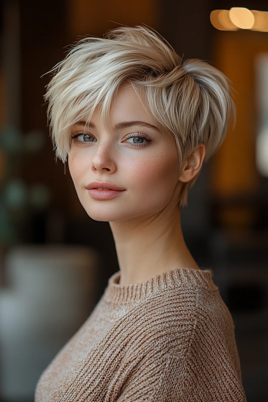 Choppy Undercut Pixie with Platinum Tips