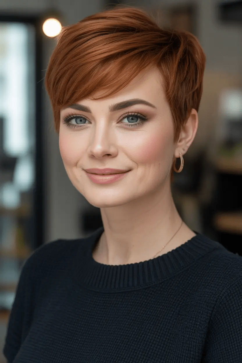 Classic Auburn Swoop Pixie