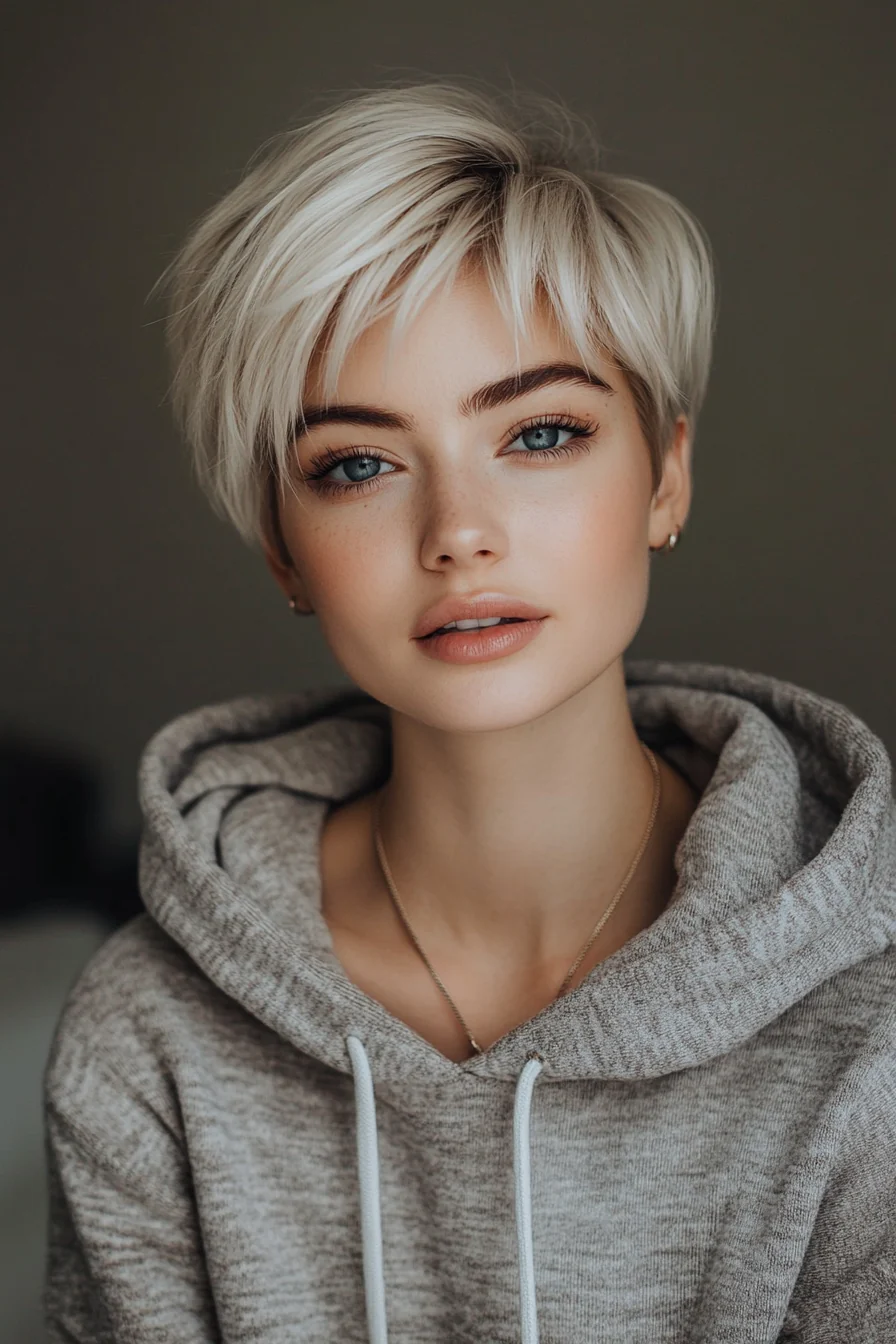 Classic Undercut Pixie in Pearl White