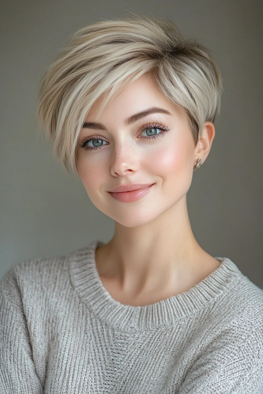 Classic Undercut Pixie with Ash Blonde