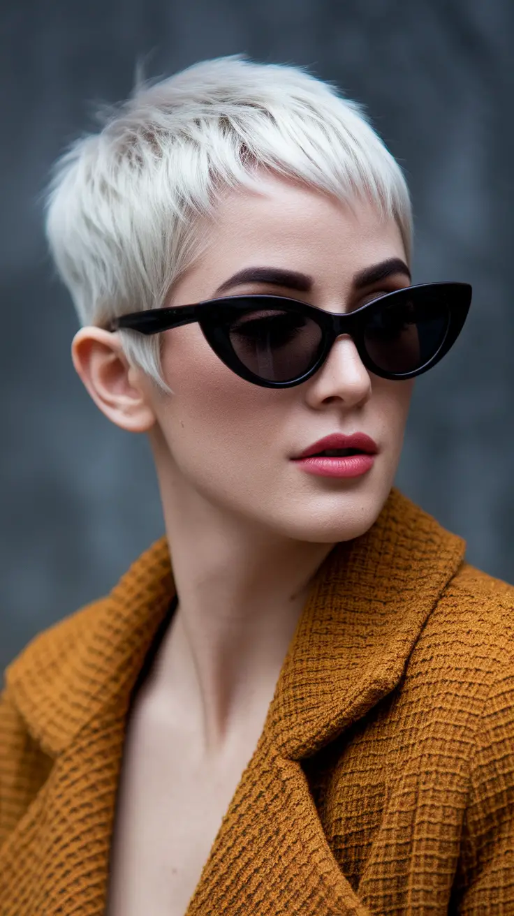 Edgy Blonde Buzz Cut with a Fashionable Side