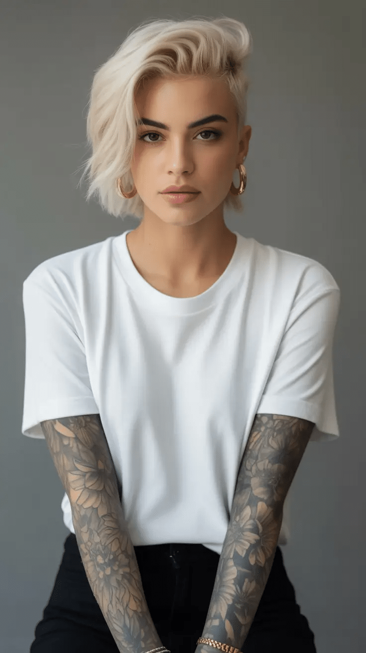 Icy Blonde Side-Swept Drama