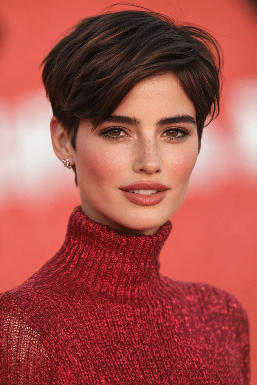 Layered Pixie Bob in Rosewood Brown