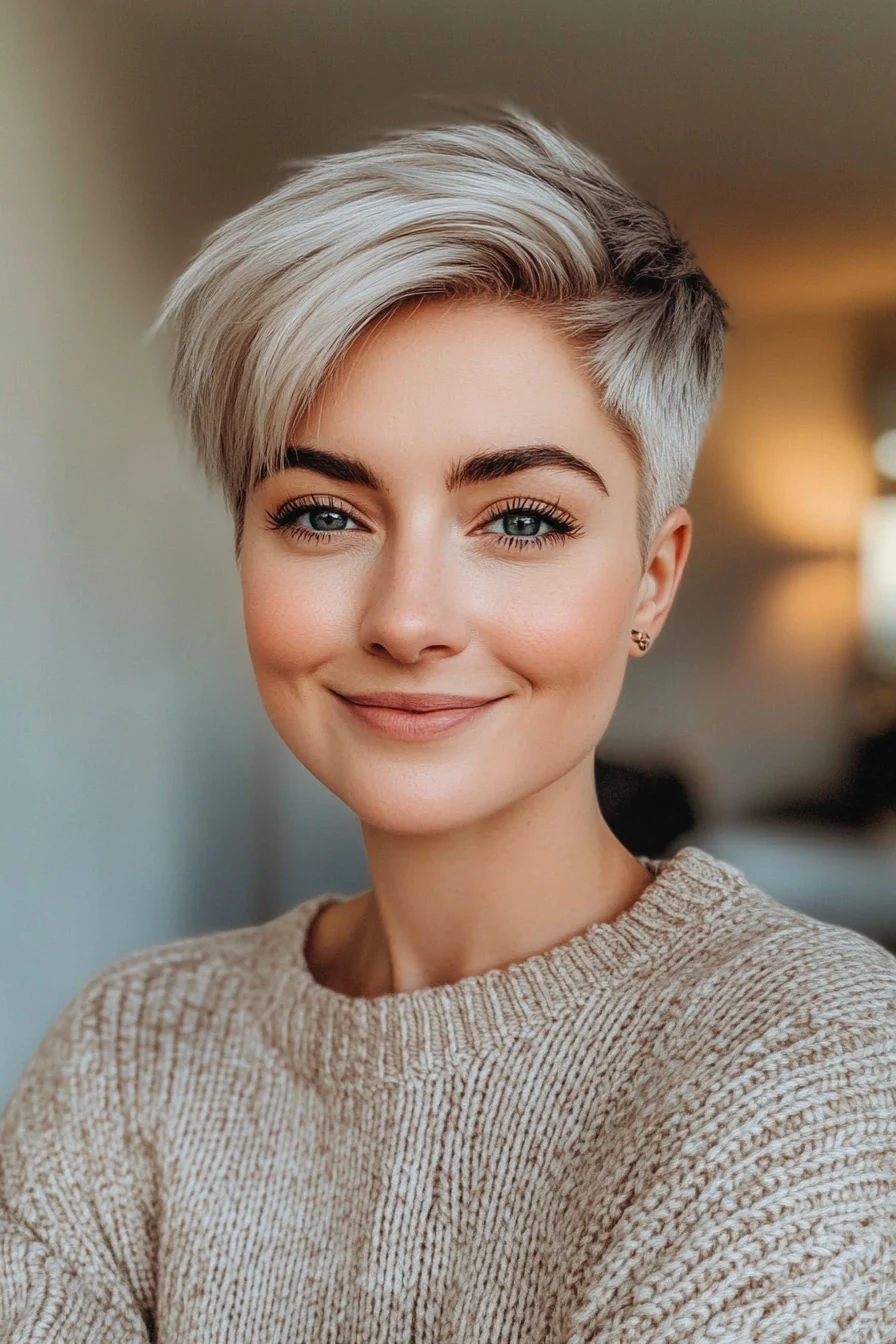 Layered Undercut Pixie in Frosted Silver