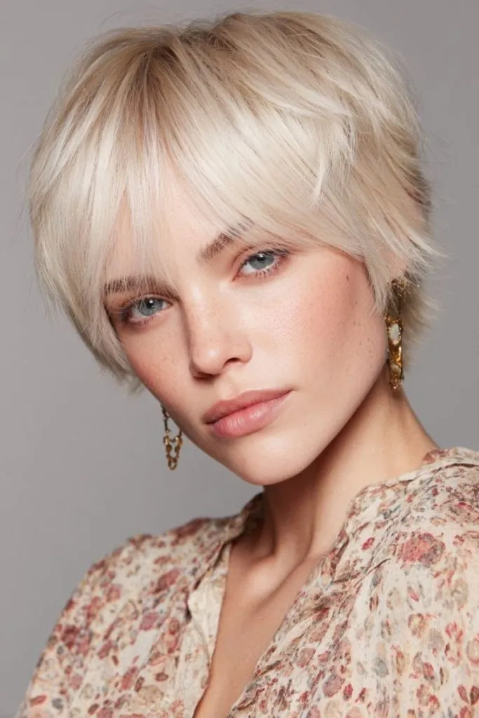 Long Bangs Chopped Blonde Pixie
