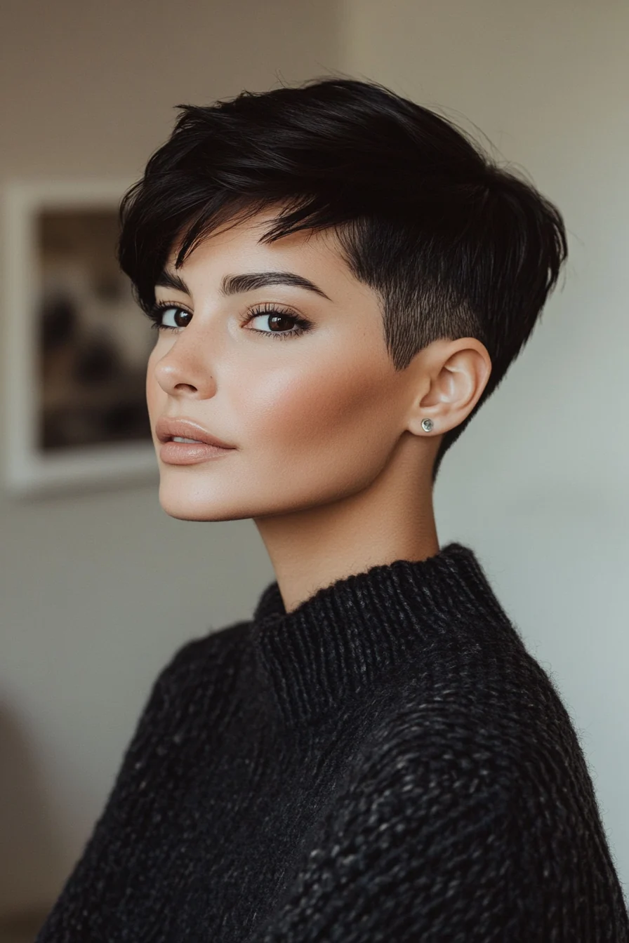 Pixie Fade Undercut in Midnight Black