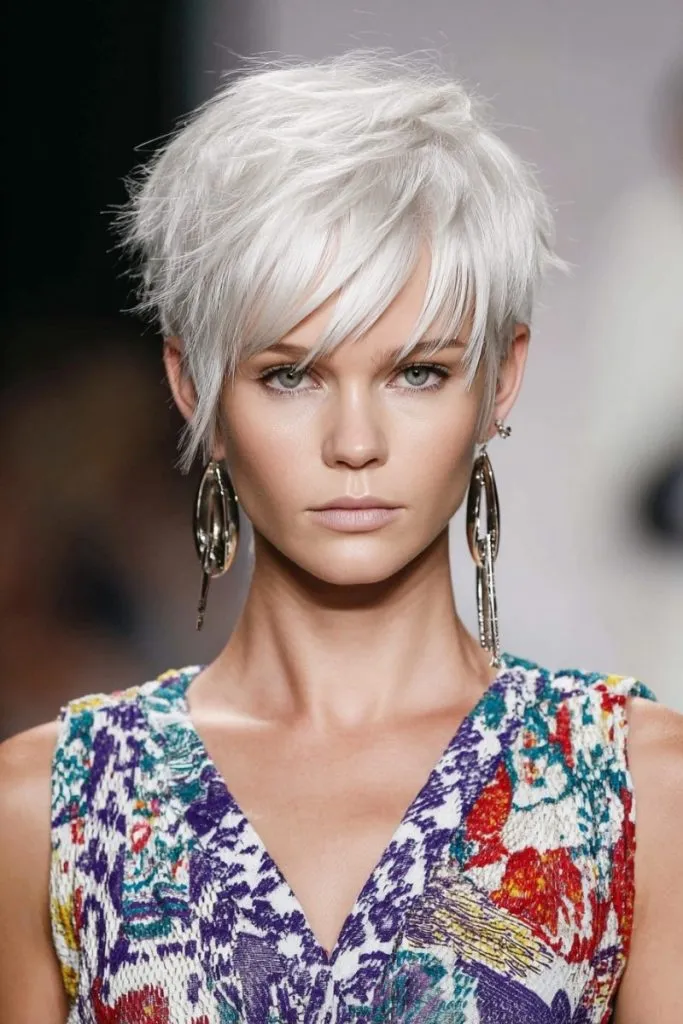 Platinum Razored Long Pixie