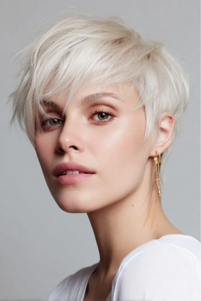 Razored White Blonde Long Pixie