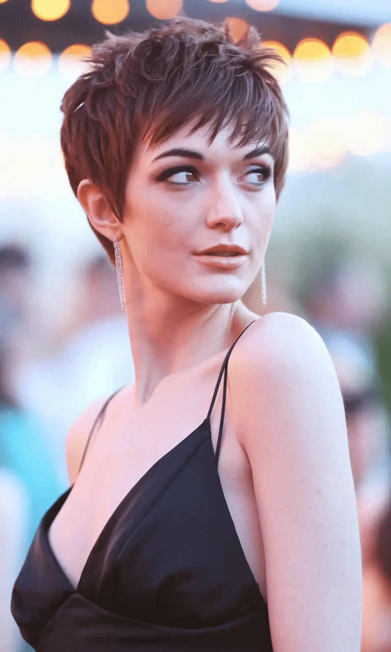 Relaxed Brunette Pixie with Natural Texture