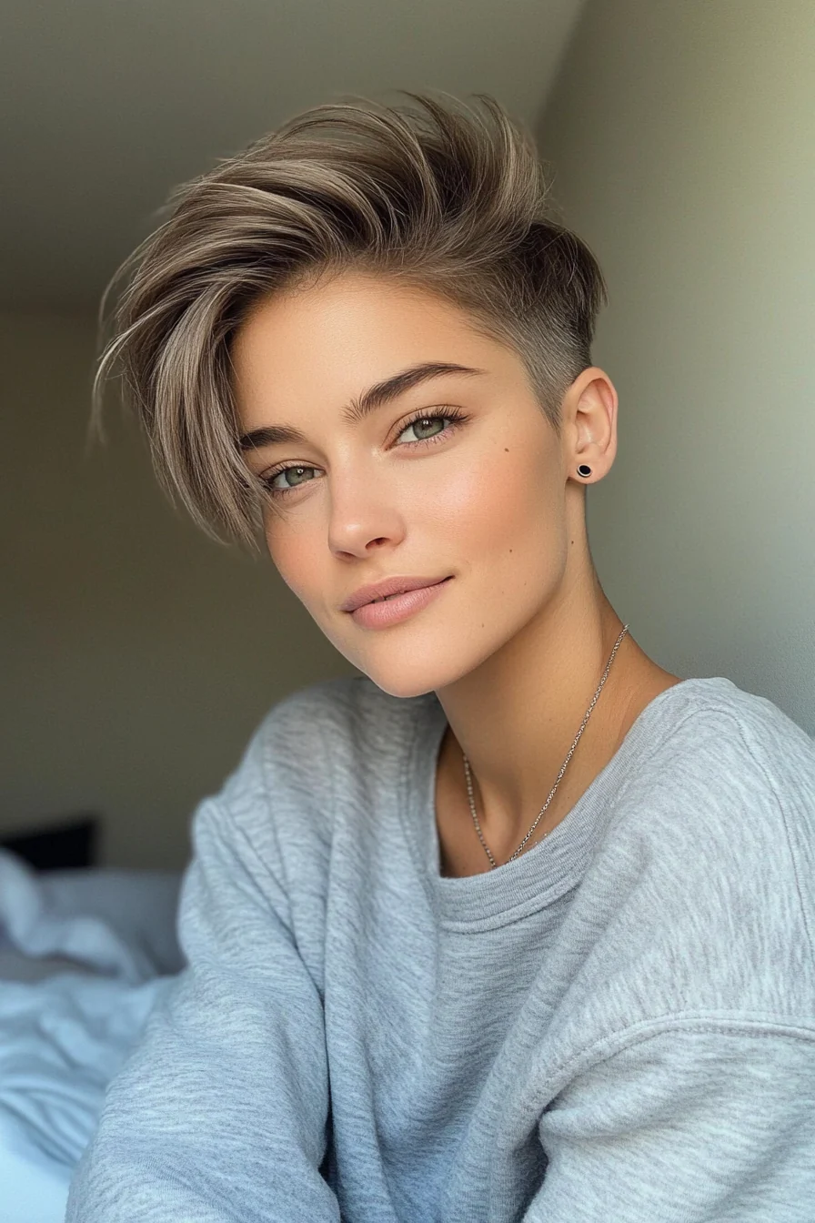 Side-Swept Undercut Pixie in Smoky Gray