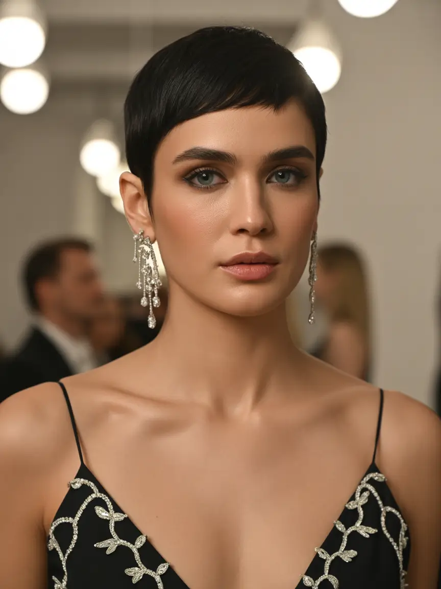 Sleek Noir: The Red Carpet Pixie