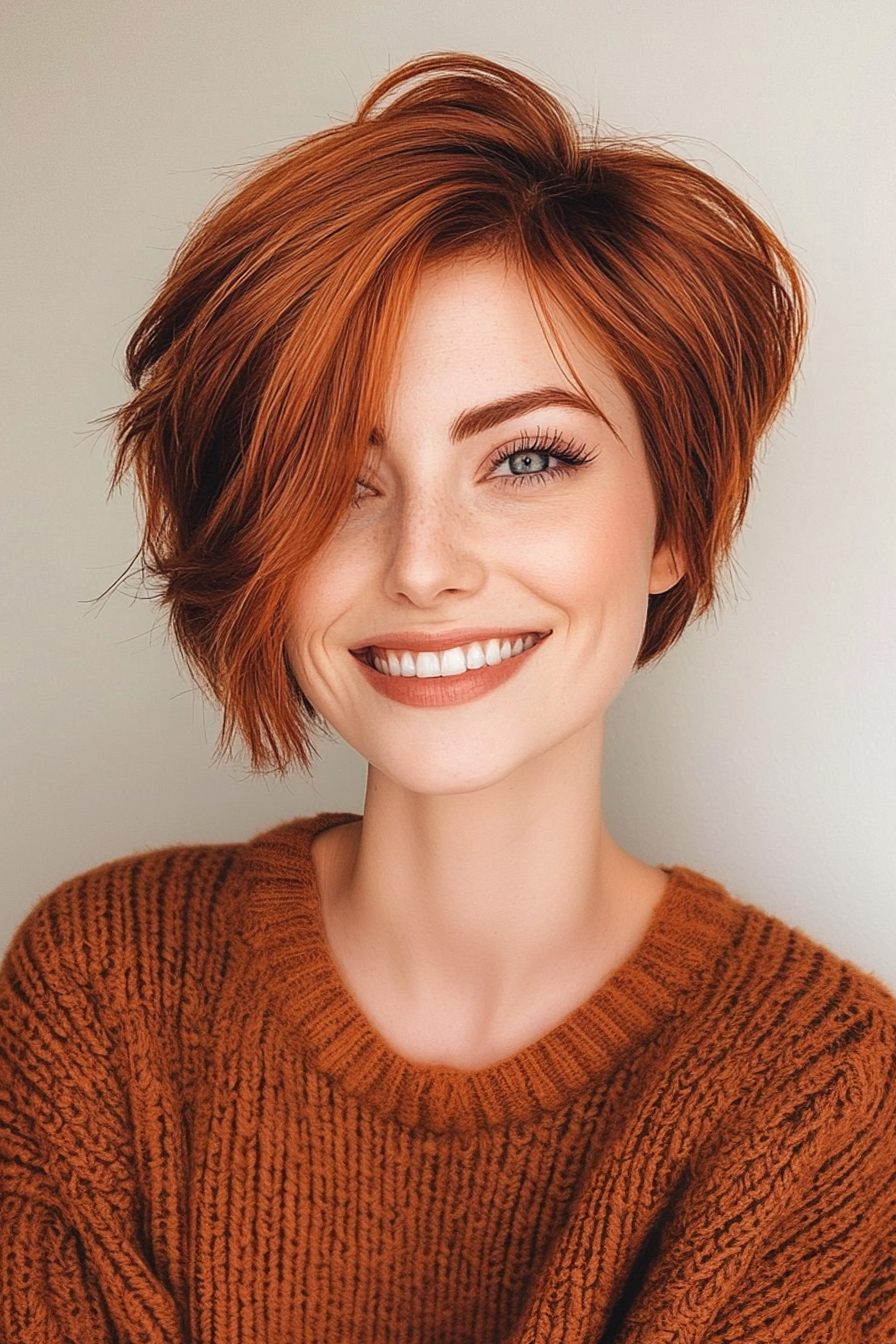 Stacked Pixie Bob with Auburn Tones