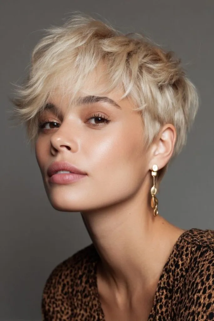 Stunning Side-Bang Voluminous Blonde Pixie