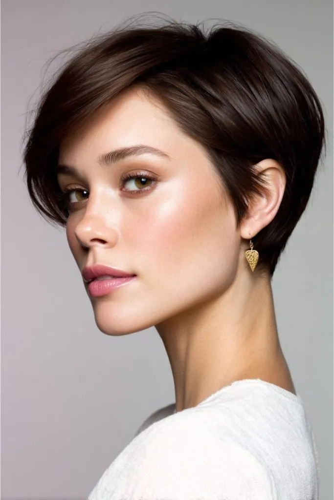 Tapered Nape Side-Parted Pixie Bob