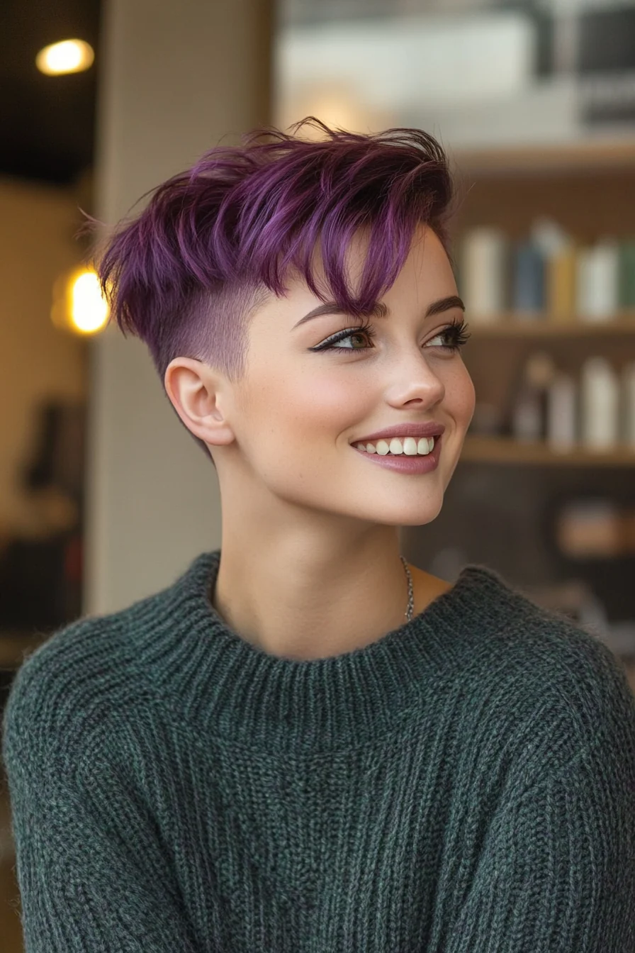 Undercut Pixie with Vivid Purple Streaks