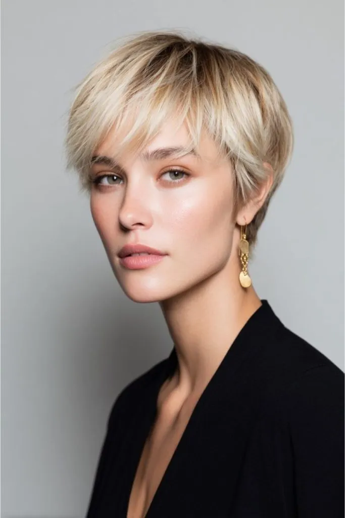 V-Cut Layers Long Blonde Pixie