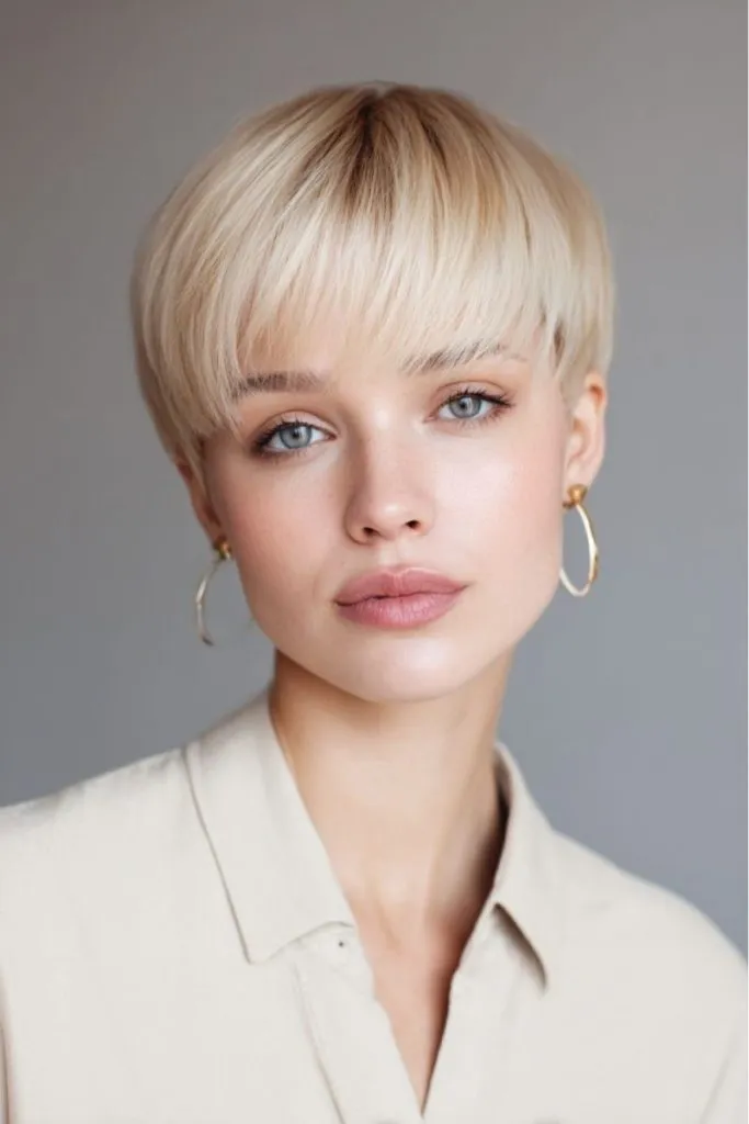 Wheat Blonde Sleek Long Pixie