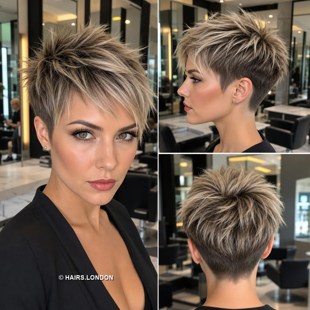 20 Edgy Pixie Haircuts with Spiky Texture, Tapers and Bold Color Beige Spiky Pixie