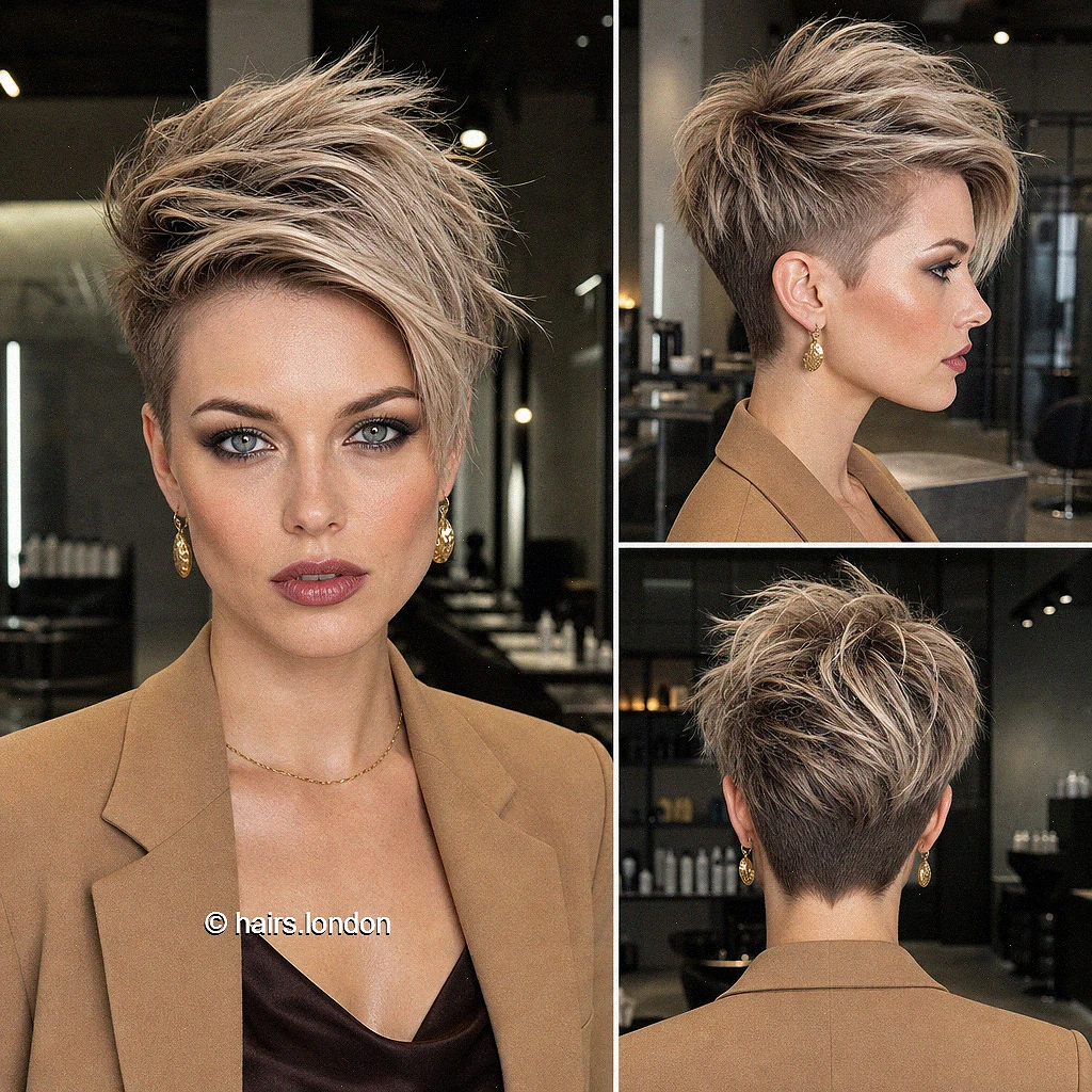 20 Textured Pixie Haircuts with Bold Colors and Soft Curls Beige Swept Pixie