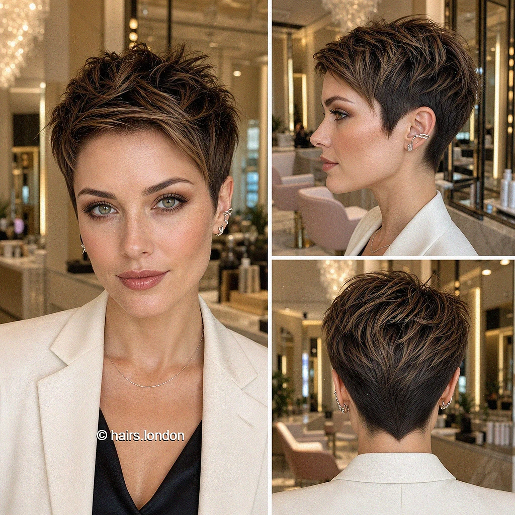 Brunette Highlighted Pixie