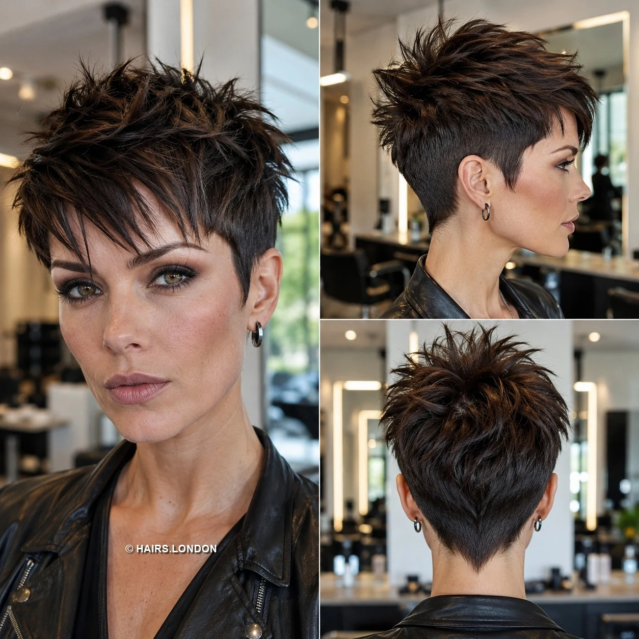 20 Textured Pixie Cuts with Bold Color, Swept Fringes and Crown Lift Brunette Spiked Pixie