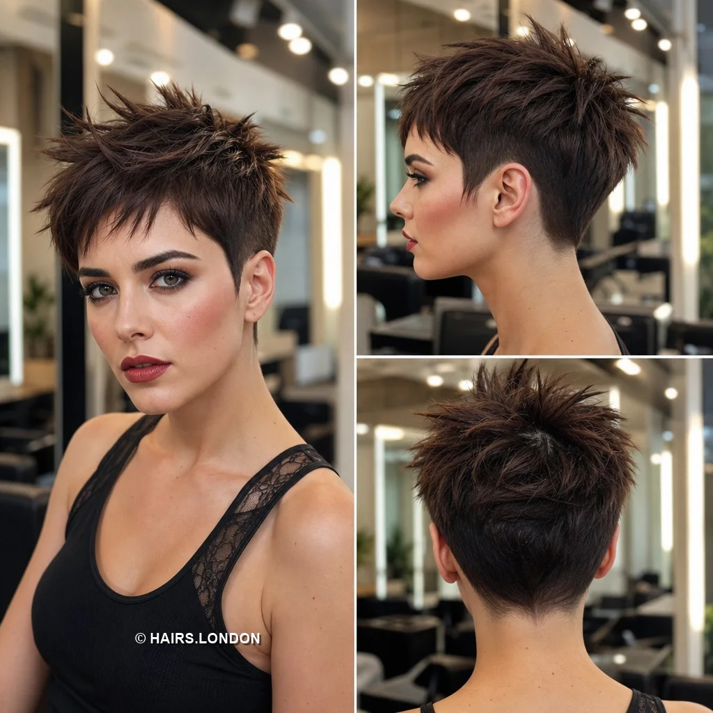 20 Edgy Pixie Haircuts with Spiky Texture, Tapers and Bold Color Brunette Spiky Pixie