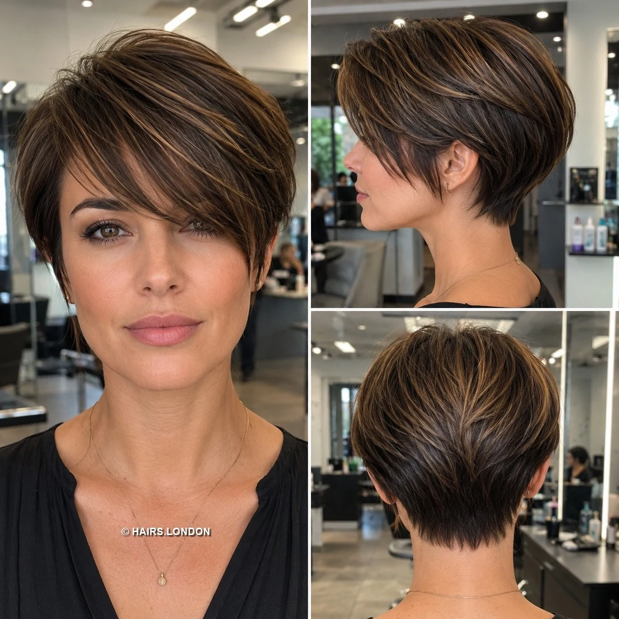 20 Textured Pixie Haircuts with Bold Colors and Soft Curls Brunette Swept Pixie