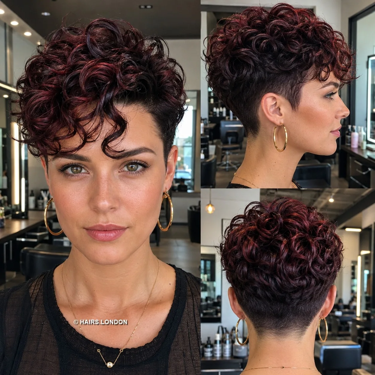 Burgundy Curly Pixie