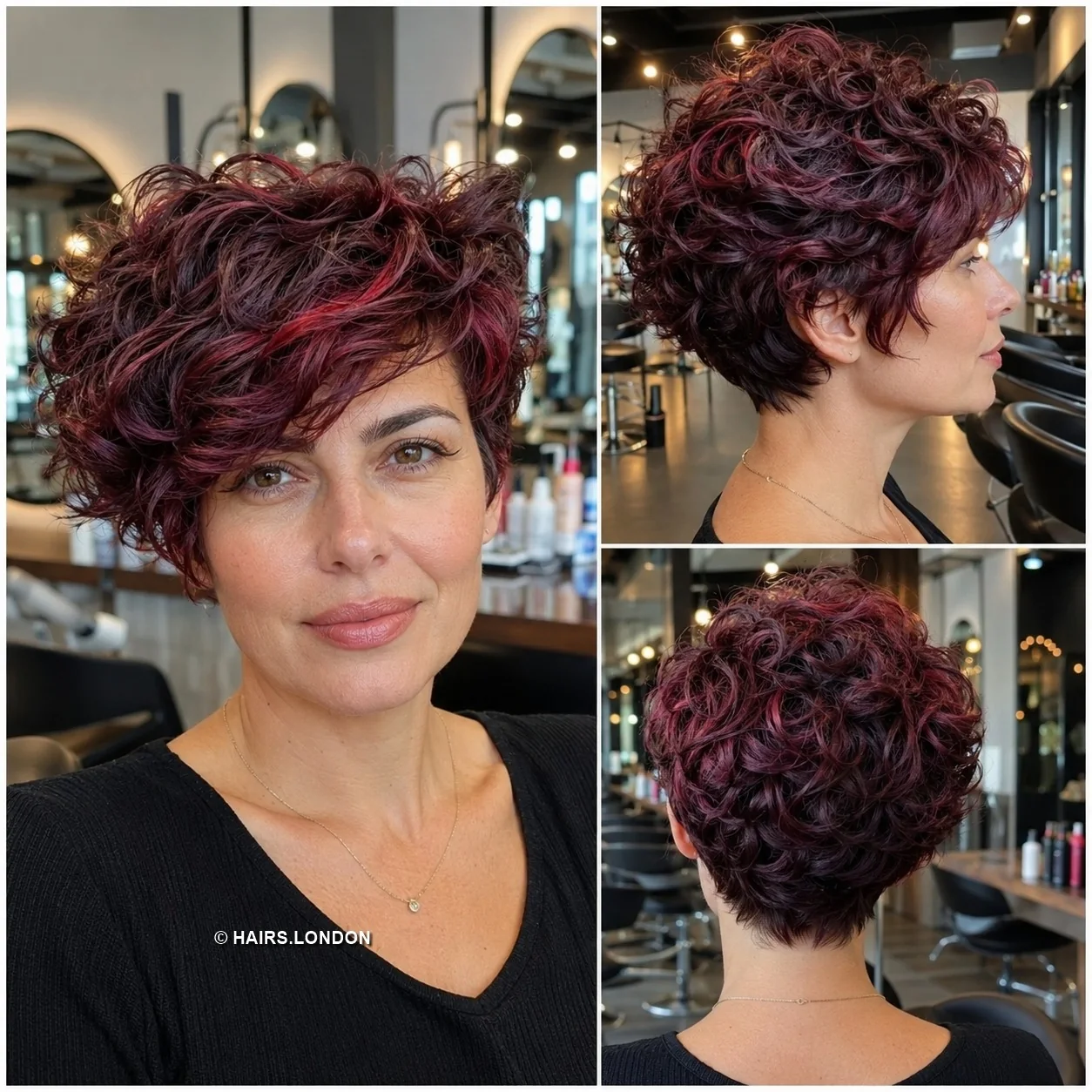 Burgundy Curly Pixie