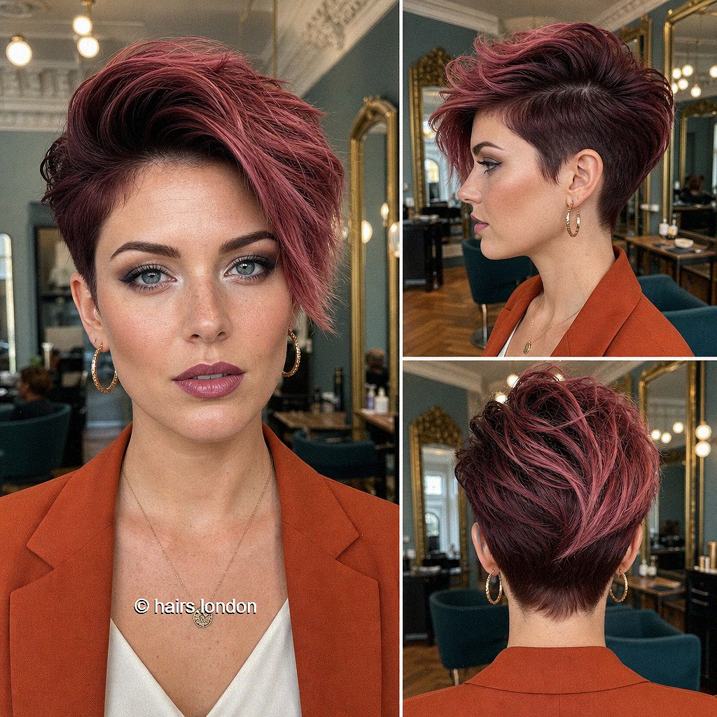 Burgundy Swept Pixie