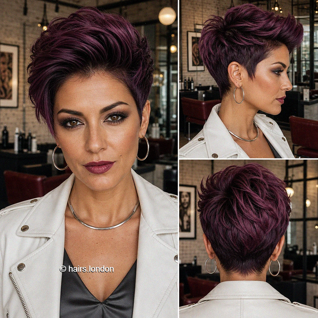 Burgundy Voluminous Pixie