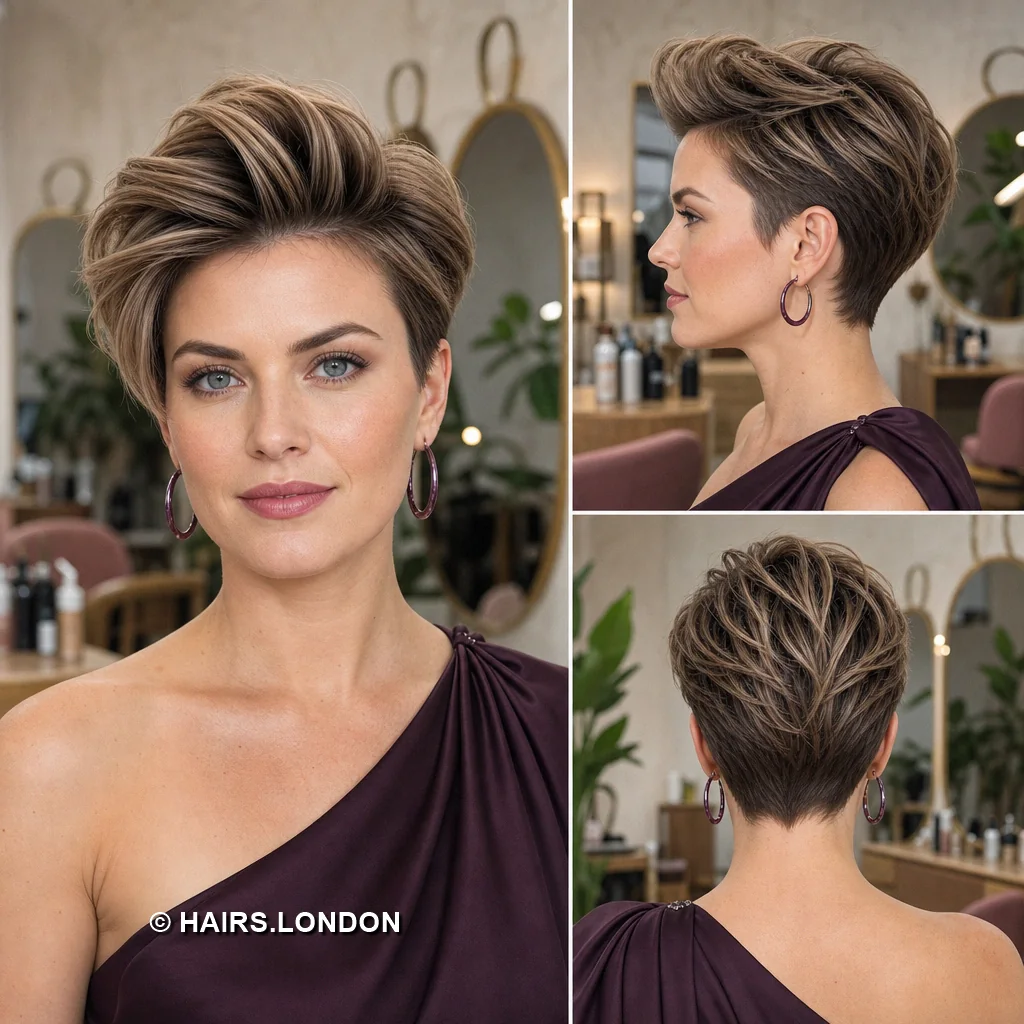 20 Sculpted Pixie Haircuts with Swept Fringes, Spikes and Dimensional Color Caramel Sculpted Pixie