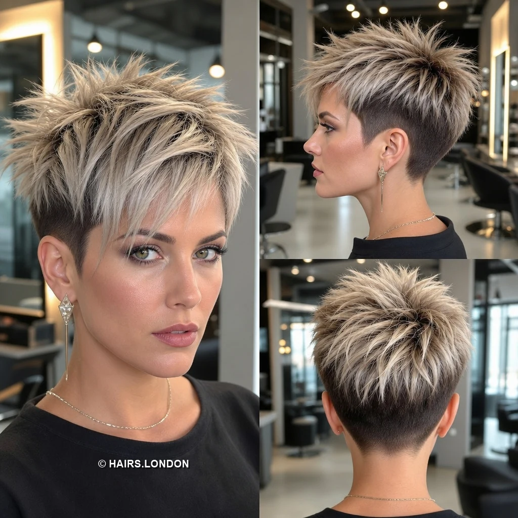 20 Bold Pixie Haircuts with Spiky Texture, Rich Color and Volume Champagne Blonde Pixie