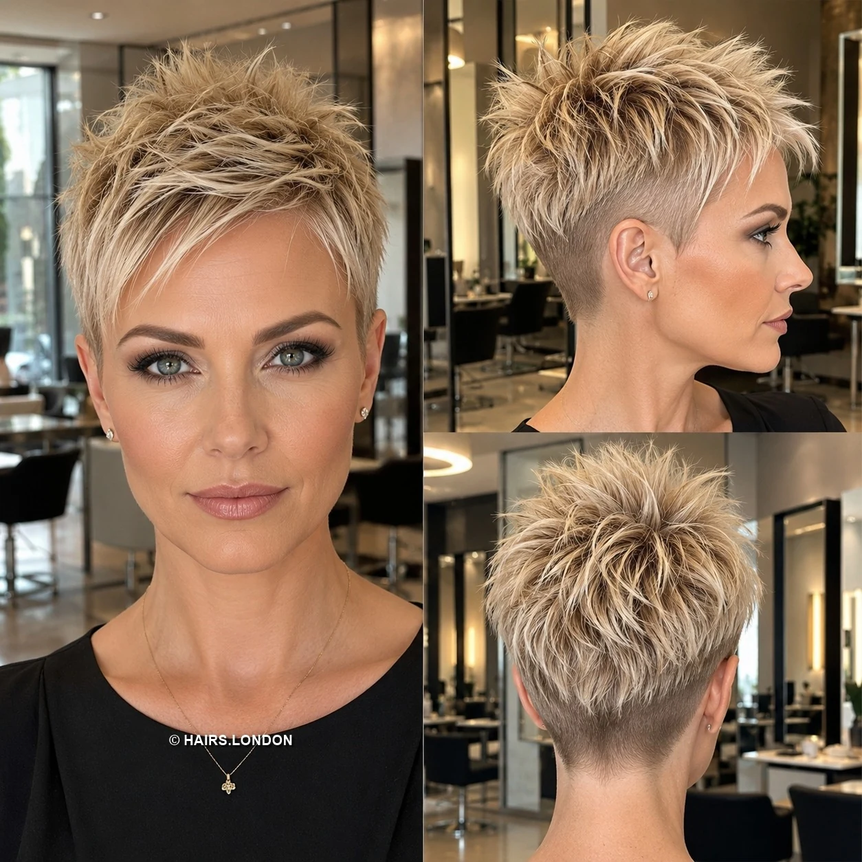 20 Bold Undercut Pixie Haircuts with Texture and Color Champagne Spiky Pixie